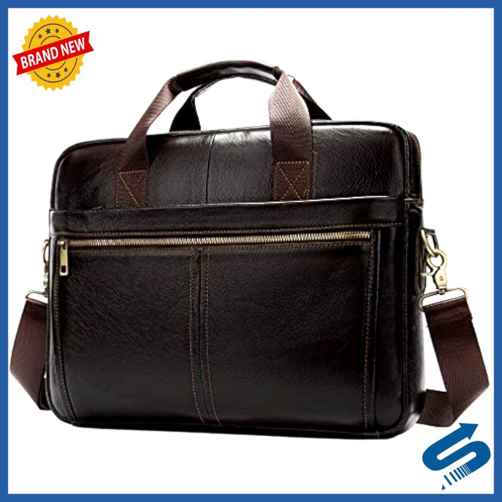 Genuine Leather Messenger Bag Crossbody Business Briefcase Travel Laptop